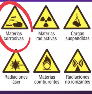 Indicaciones de advertencia materias corrosivas