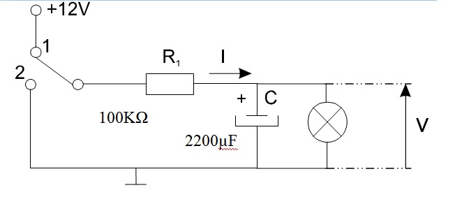 Circuito para el estudio del proceso de carga del condensador.