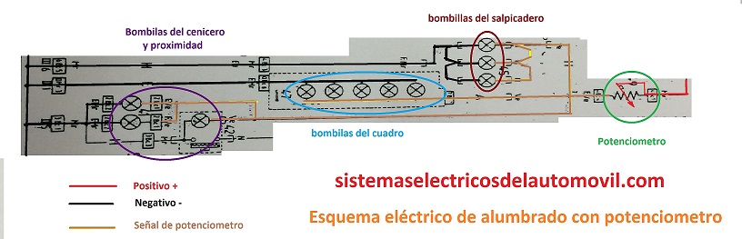 esquema circuito alumbrado interior con potenciometro para slider