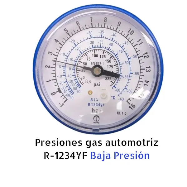 Presiones gas automotriz R-1234YF Baja Presión