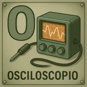 Letra O junto a un osciloscopio, herramienta clave en diagnóstico eléctrico del automóvil.