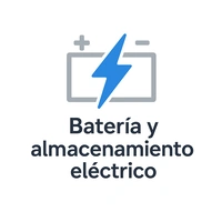 Icono de batería con rayo azul representando el almacenamiento eléctrico del vehículo.