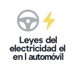 Logo de la categoría Leyes de la electricidad en el automóvil con volante y rayo amarillo