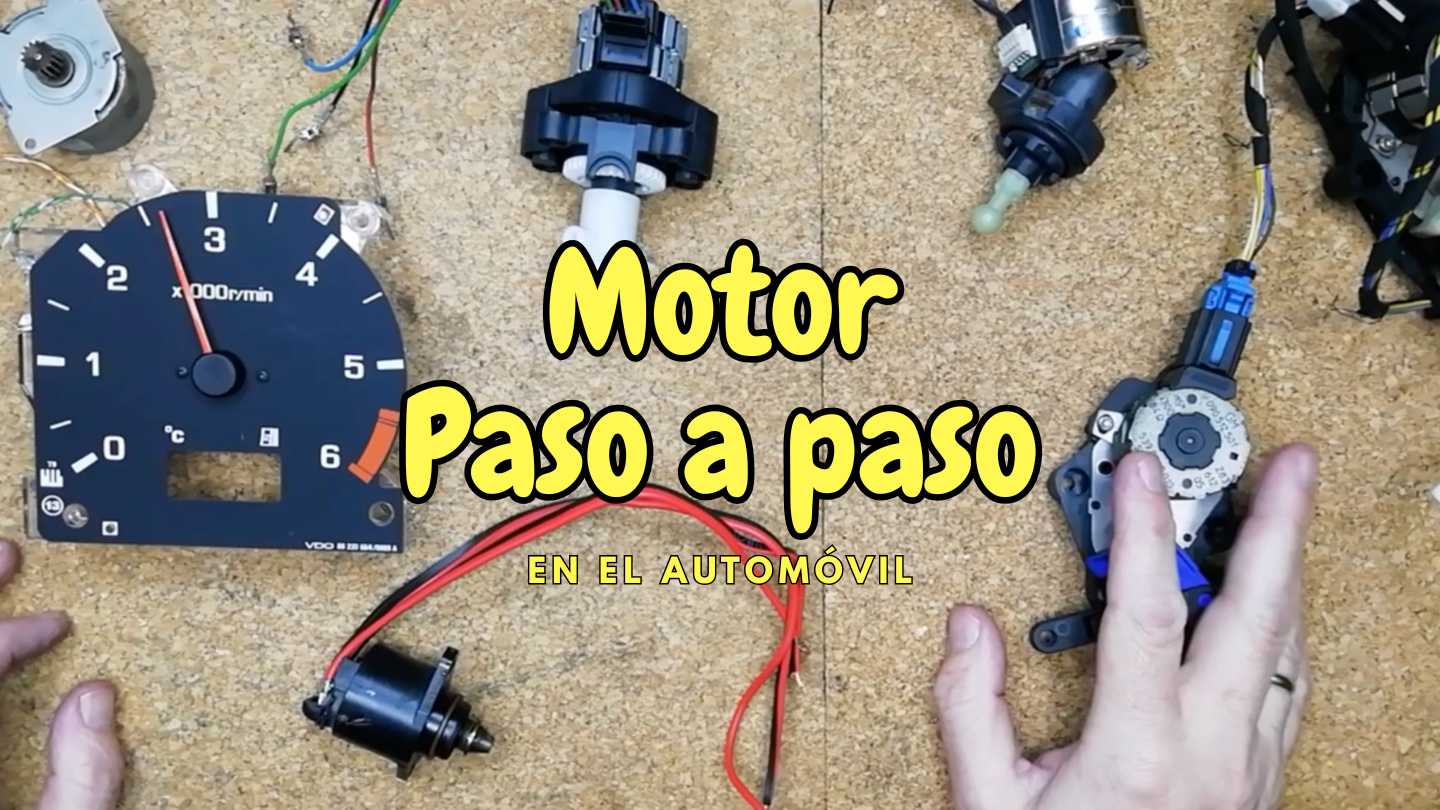 Motores paso a paso y actuadores utilizados en el automóvil, junto con elementos de instrumentación y control, empleados en sistemas electrónicos automotrices.