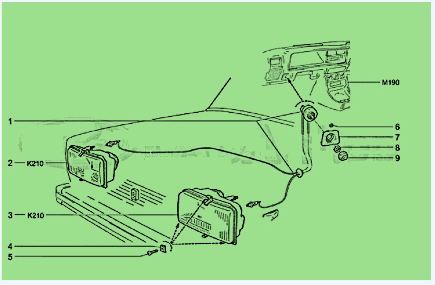 Esquema del sistema hidráulico de regulación del alcance del haz de luz en faros de automóvil