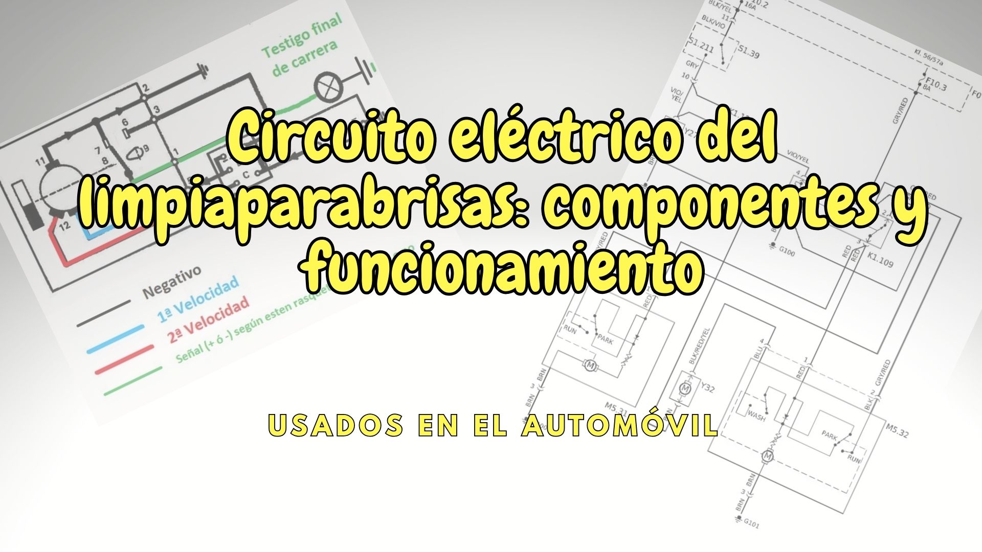 Diagrama del circuito eléctrico del limpiaparabrisas con señal de activación, velocidades y componentes eléctricos