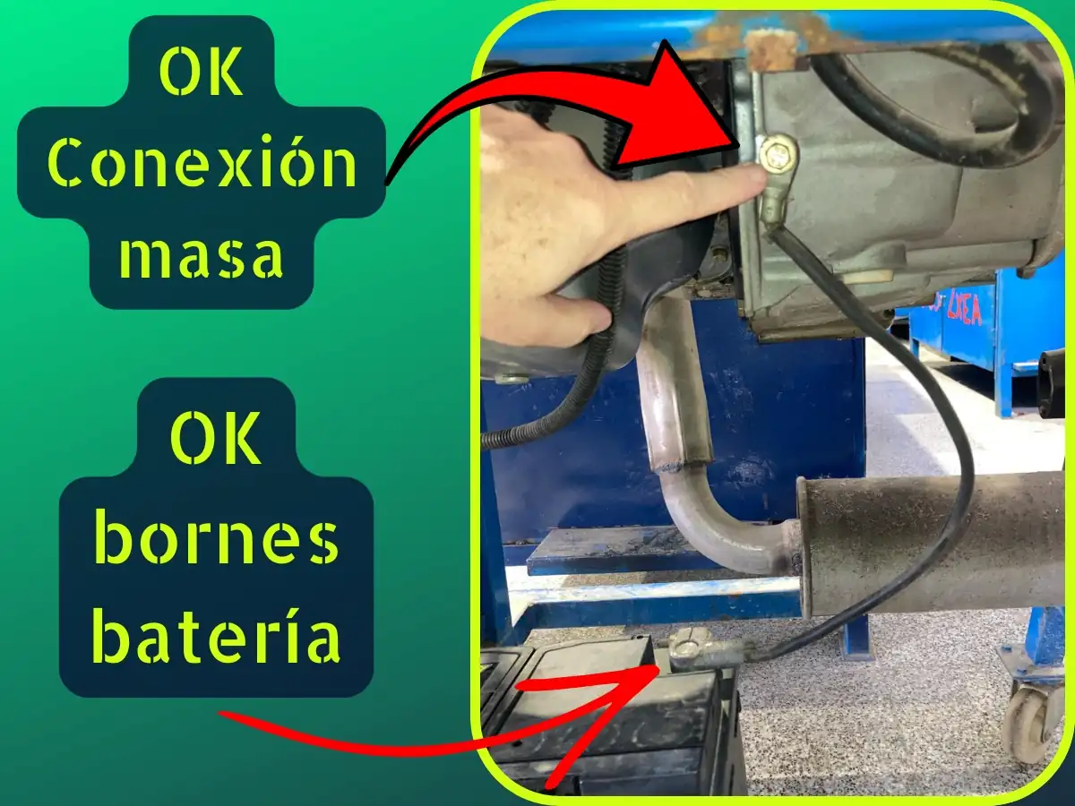 Comprobar conexión a masa de la batería del coche para diagnosticar fallos de arranque